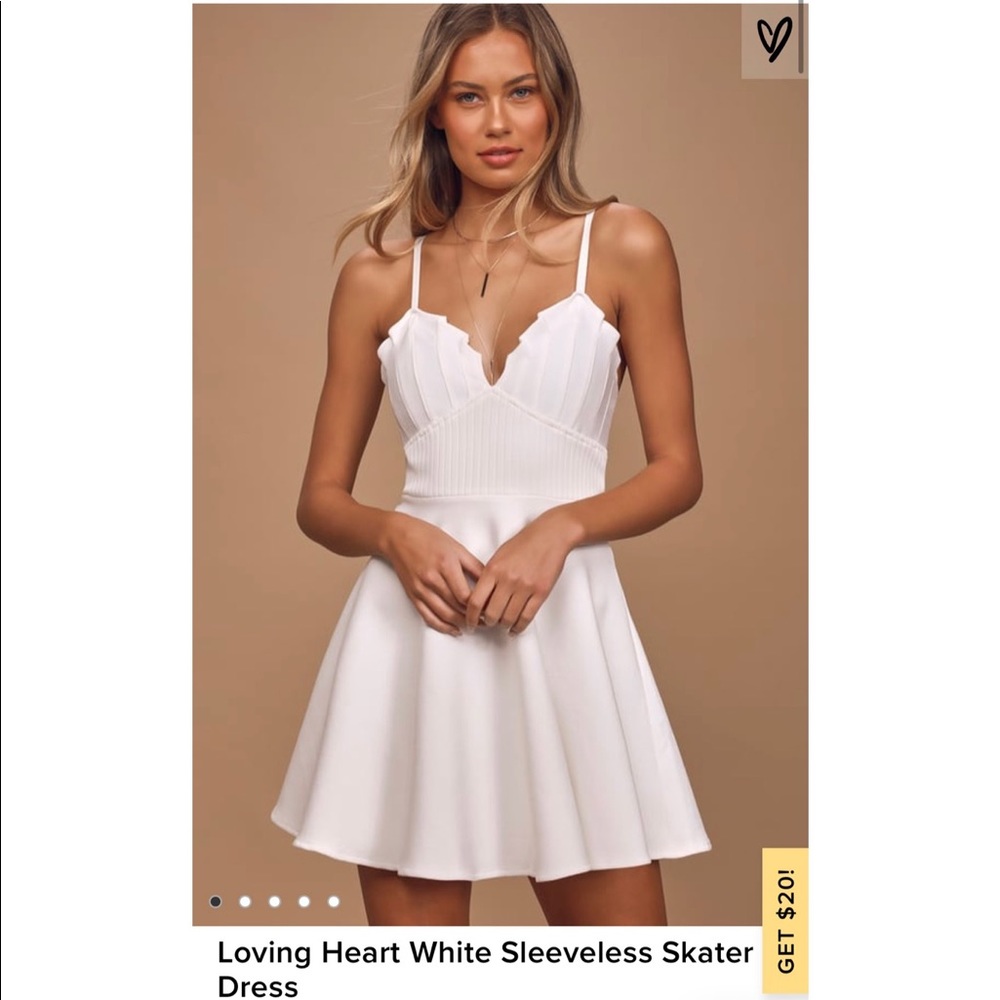 Loving Heart White Sleeveless Skater Dress
